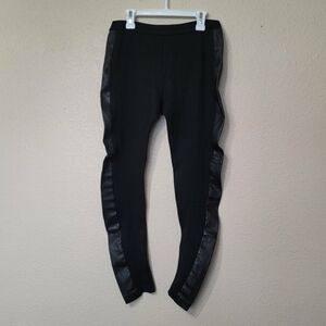 Alice + Olivia ● Leggings Front Zip Side Panels Leather Ponte Skinny Sz 27/6